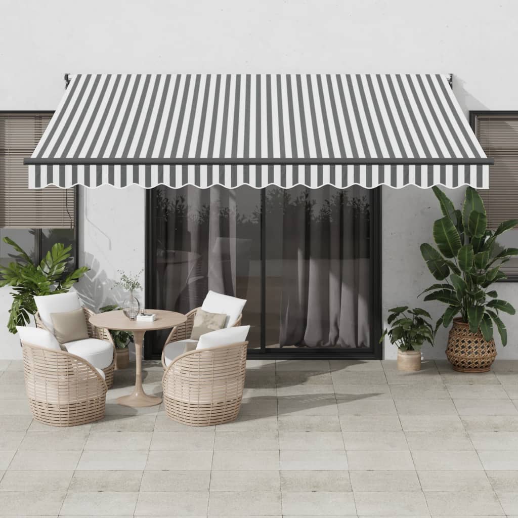 vidaXL Copertină retractabilă antracit/alb, 4x3 m, textil/aluminiu