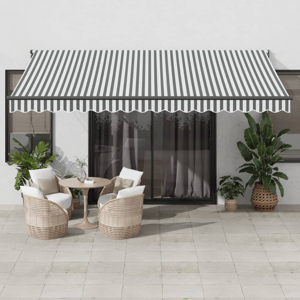 vidaXL Copertină retractabilă antracit/alb, 4,5x3 m, textil/aluminiu