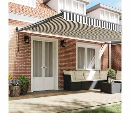 vidaXL Copertină retractabilă antracit/alb, 5x3 m, textil/aluminiu