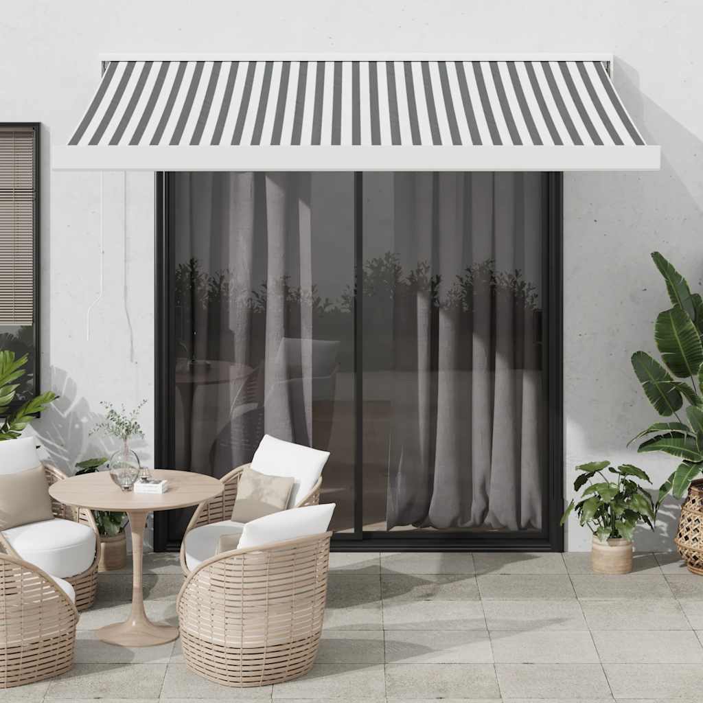 vidaXL Copertină retractabilă antracit/alb, 3,5x2,5 m, textil/aluminiu