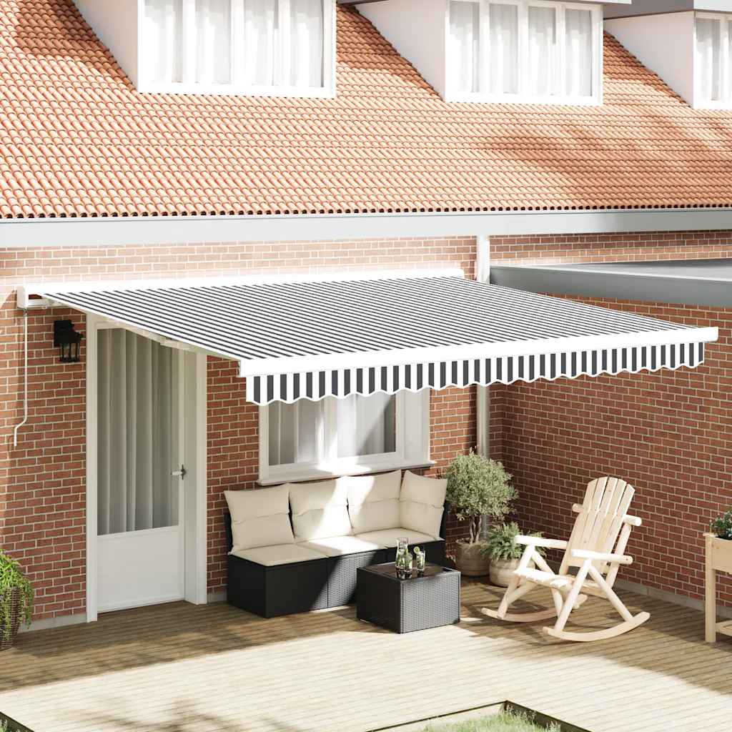 vidaXL Copertină retractabilă antracit/alb, 4x3 m, textil/aluminiu