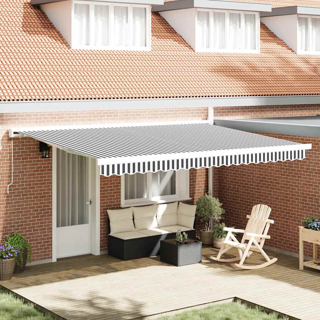 vidaXL Copertină retractabilă antracit/alb, 4,5x3 m, textil/aluminiu