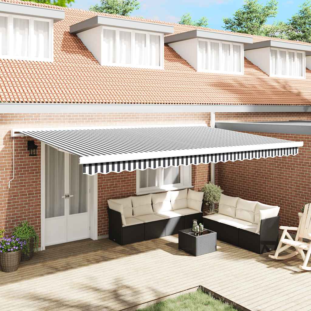 vidaXL Copertină retractabilă antracit/alb, 5x3 m, textil/aluminiu