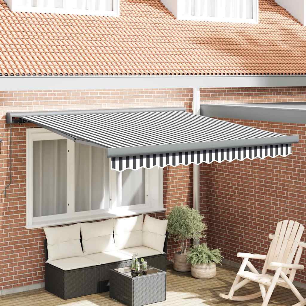 vidaXL Markise Einziehbar Anthrazit und Weiß 3x2,5 m Stoff & Aluminium