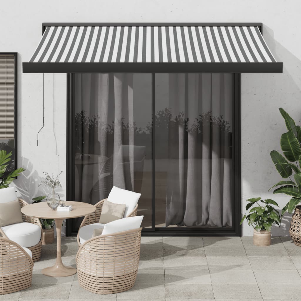 vidaXL Copertină retractabilă antracit/alb, 3,5x2,5 m, textil/aluminiu