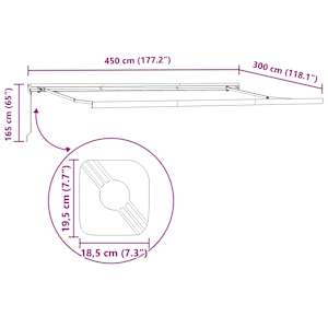 Zložljiva tenda antracit in bela 4,5x3 m blago in aluminij - slika 11