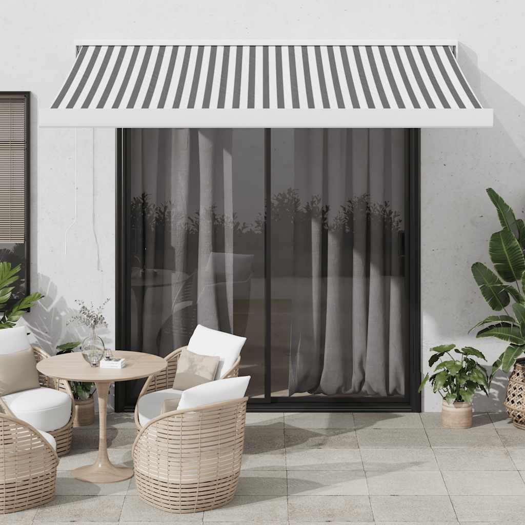 vidaXL Copertină retractabilă antracit/alb, 3x2,5 m, textil/aluminiu