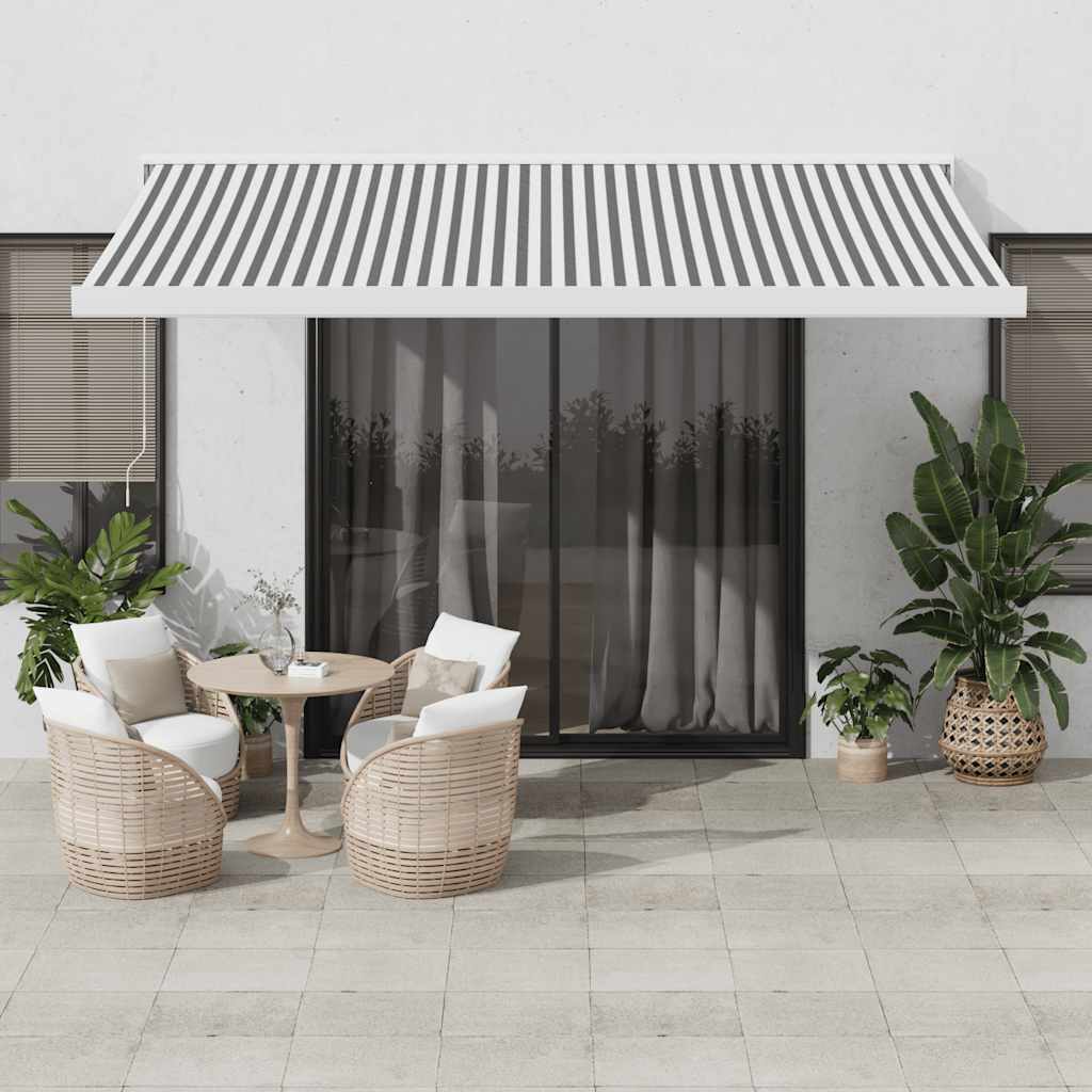 vidaXL Copertină retractabilă antracit/alb, 4x3 m, textil/aluminiu