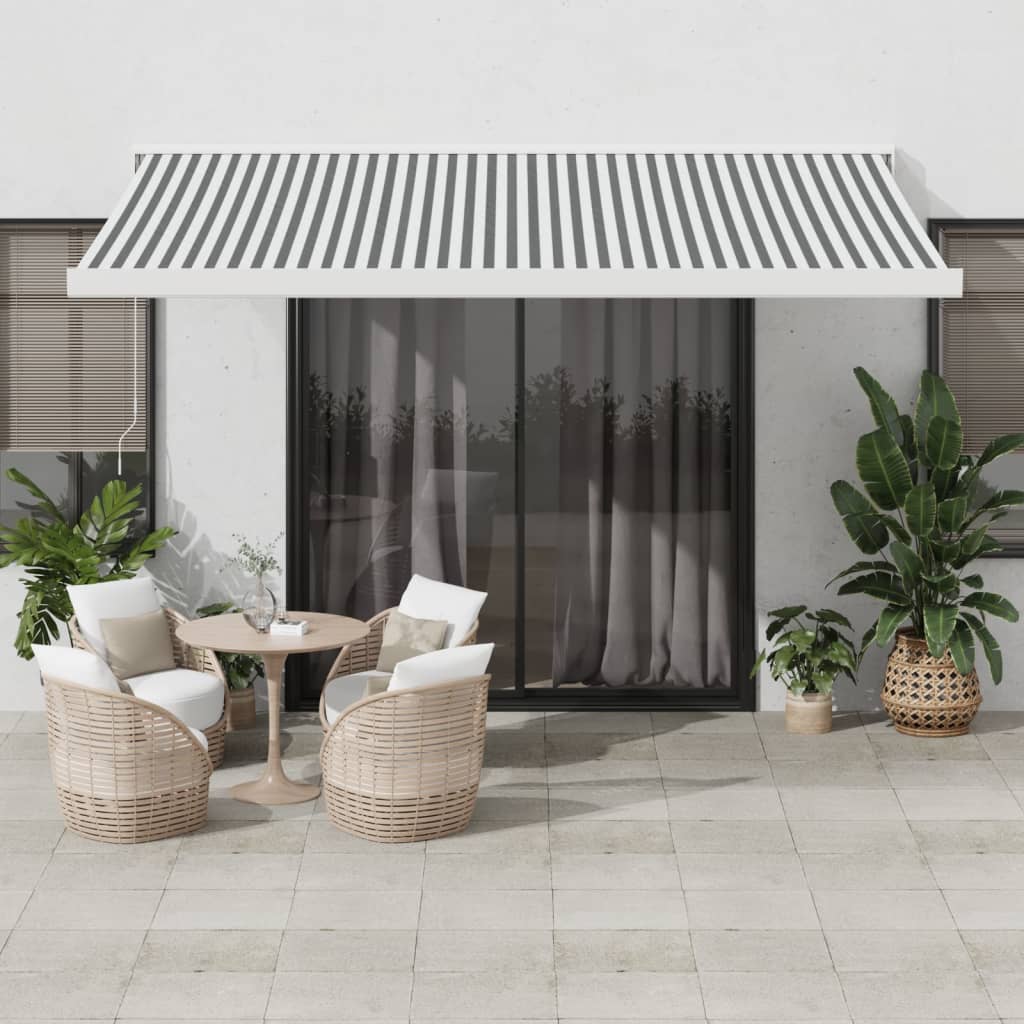 vidaXL Copertină retractabilă antracit/alb, 4,5x3 m, textil/aluminiu