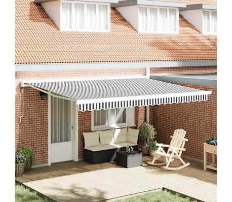 vidaXL Auvent r&eacute;tractable anthracite et blanc 4,5x3 m tissu/aluminium