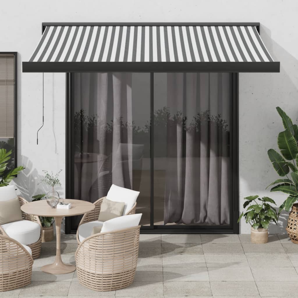 vidaXL Copertină retractabilă antracit/alb, 3x2,5 m, textil/aluminiu