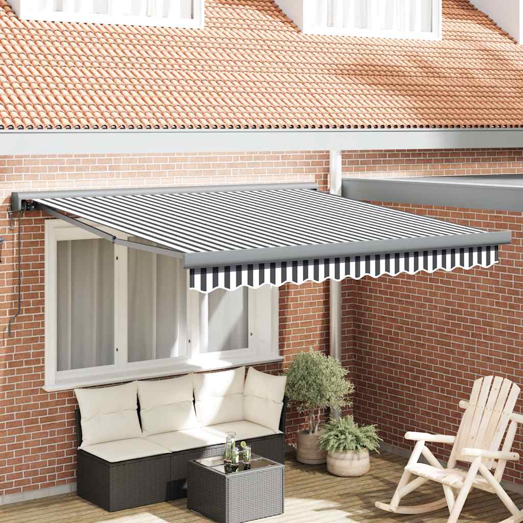 vidaXL Copertină retractabilă antracit/alb, 3x2,5 m, textil/aluminiu