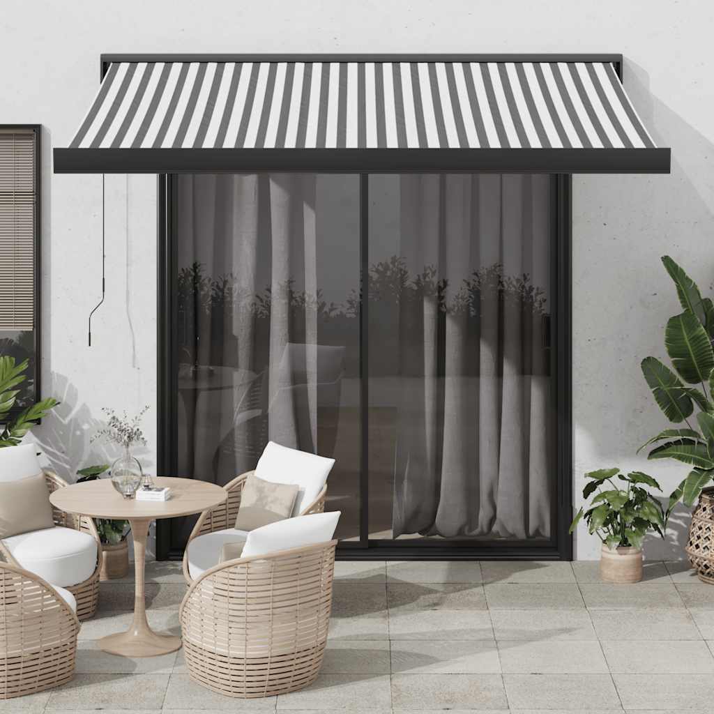 vidaXL Copertină retractabilă antracit/alb, 3,5x2,5 m, textil/aluminiu