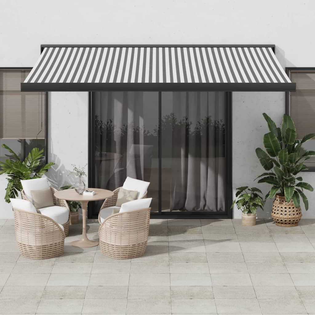 vidaXL Copertină retractabilă antracit/alb, 4x3 m, textil/aluminiu