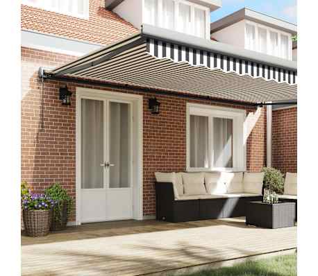 vidaXL Copertină retractabilă antracit/alb, 5x3 m, textil/aluminiu