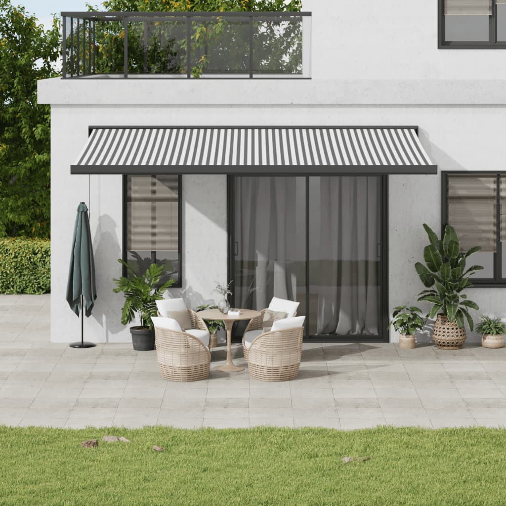 vidaXL Copertină retractabilă antracit/alb, 5x3 m, textil/aluminiu