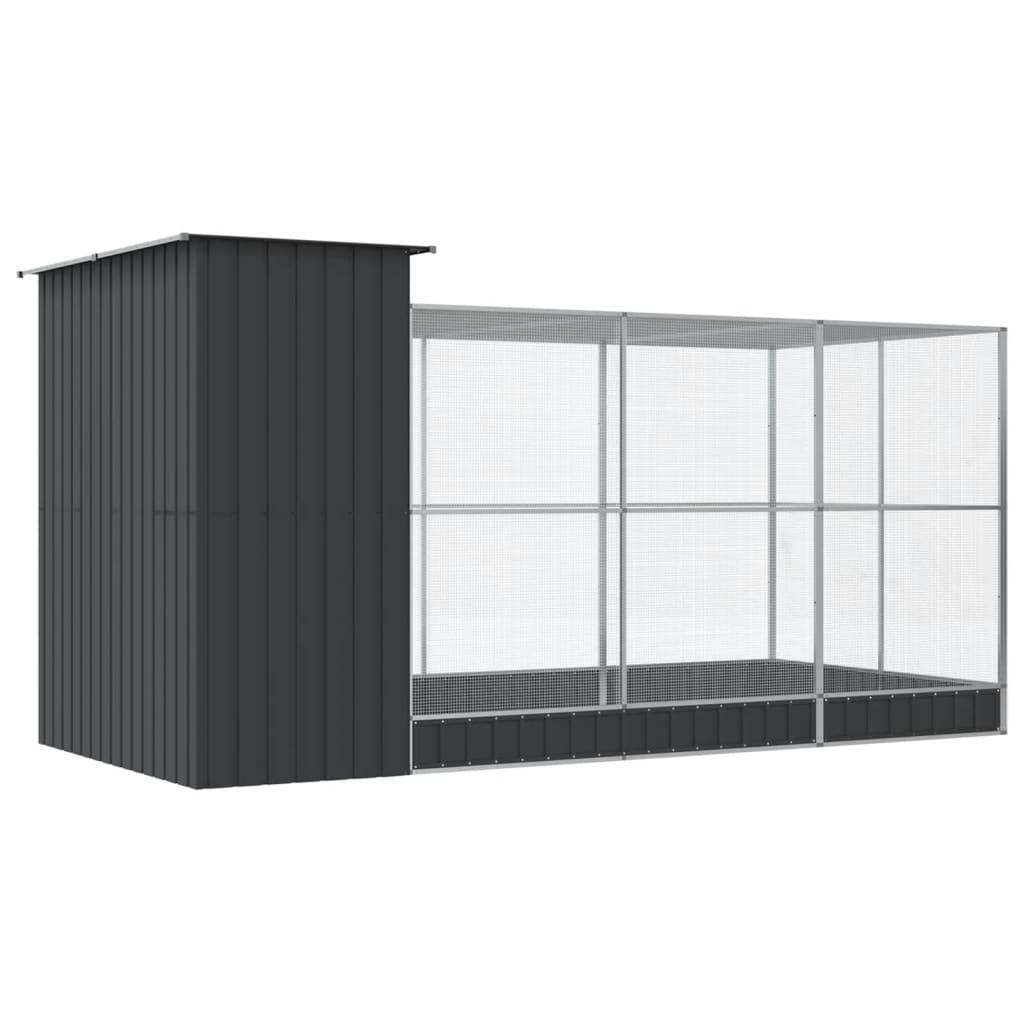 Aviary with Extension Outdoor Bird Cage Parrot Budgie House Silver Steel vidaXL - Picture 31 of 88