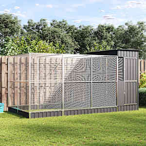 Ptičja voliera s podaljškom srebrna 416x203x216 cm jeklo