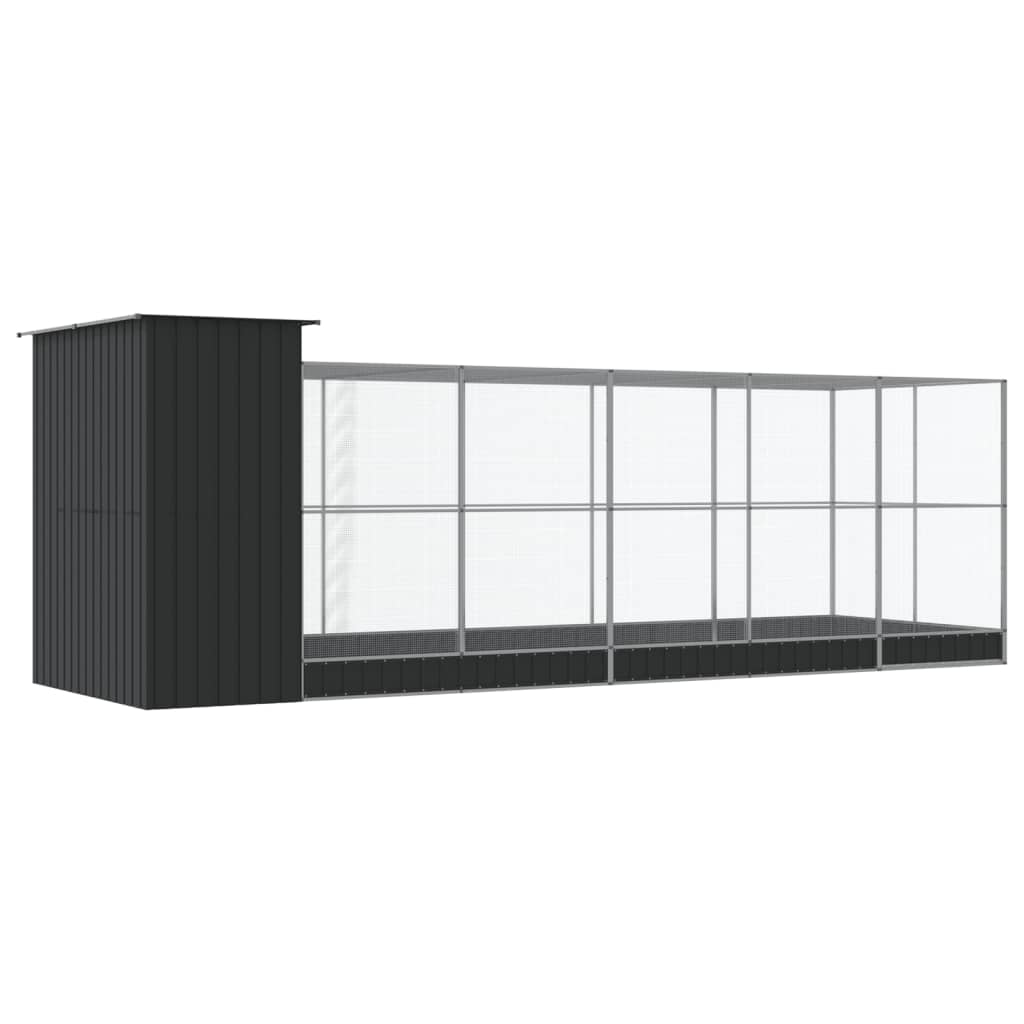 Aviary with Extension Outdoor Bird Cage Parrot Budgie House Silver Steel vidaXL - Picture 45 of 88