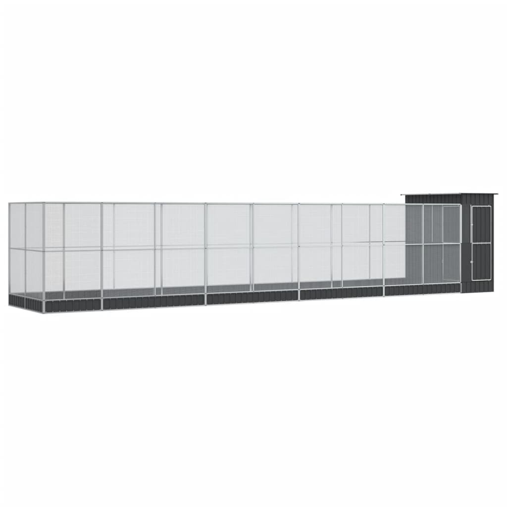vidaXL Voliéra s nástavbou stříbrná 1 037 x 203 x 216 cm ocel