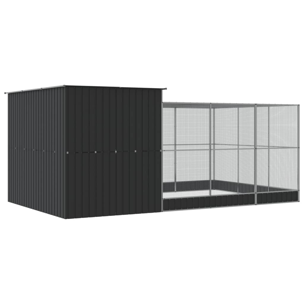 Aviary with Extension Outdoor Bird Cage Parrot Budgie House Silver Steel vidaXL - Picture 38 of 88