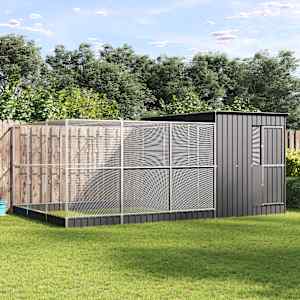 Voliera s podaljškom srebrna 497x303x216 cm jeklo