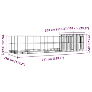 Voliéra s nástavbou stříbrná 911 x 303 x 216 cm ocel - obrázek 8