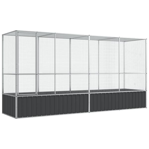 vidaXL linnumaja koos laiendusega, h&otilde;bedane, 418,5x107x212 cm, teras