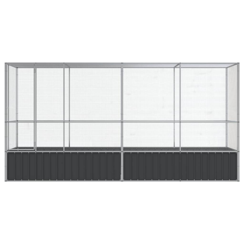 vidaXL ezüstszínű acél madárház bővítménnyel 418,5 x 107 x 212 cm