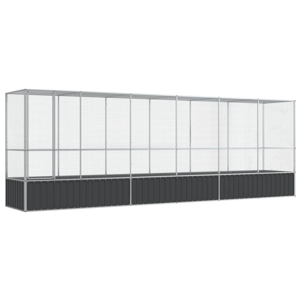 vidaXL Voliéra s nástavbou stříbrná 626,5 x 107 x 212 cm ocel