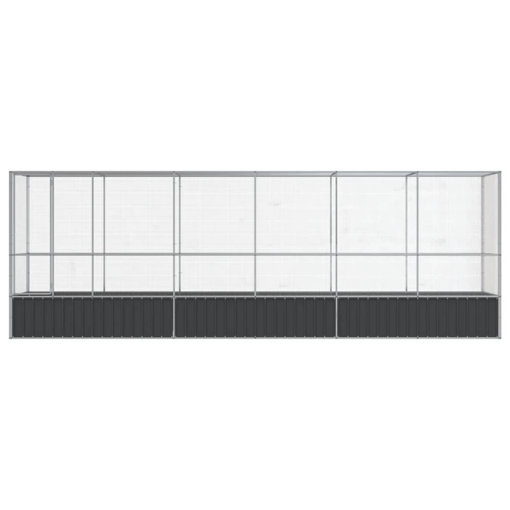 vidaXL Aviaario jatkeella hopea 626,5x107x212 cm teräs