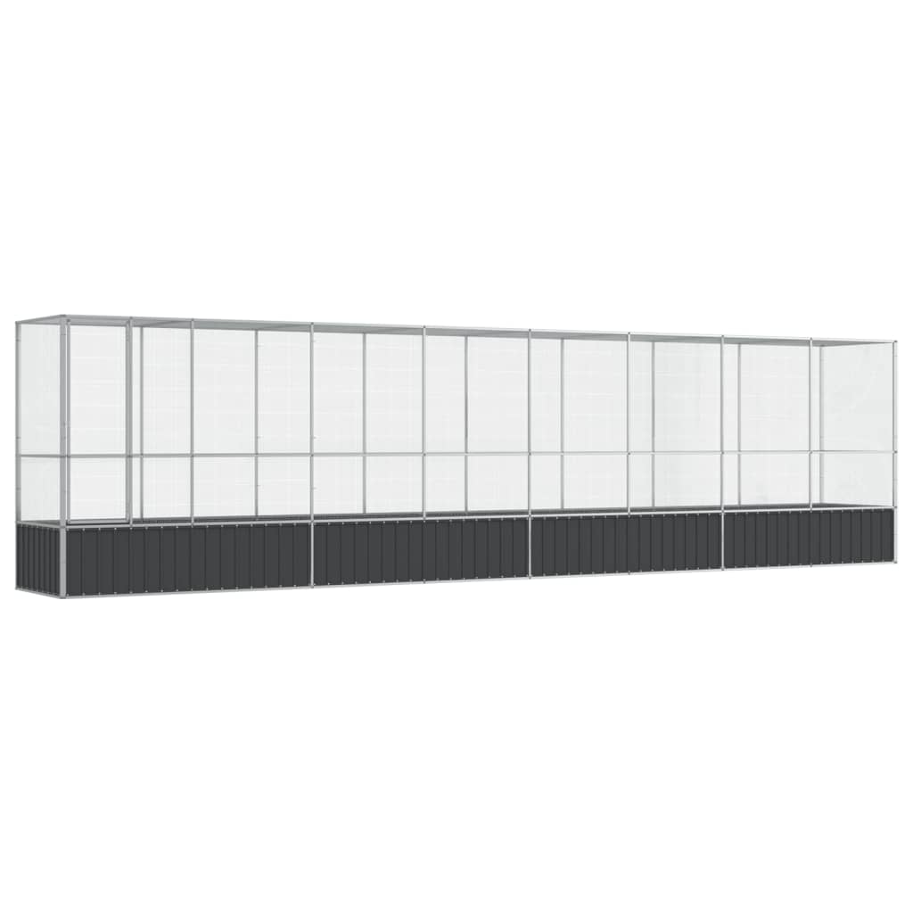 vidaXL Voliéra s nástavbou stříbrná 834,5 x 107 x 212 cm ocel
