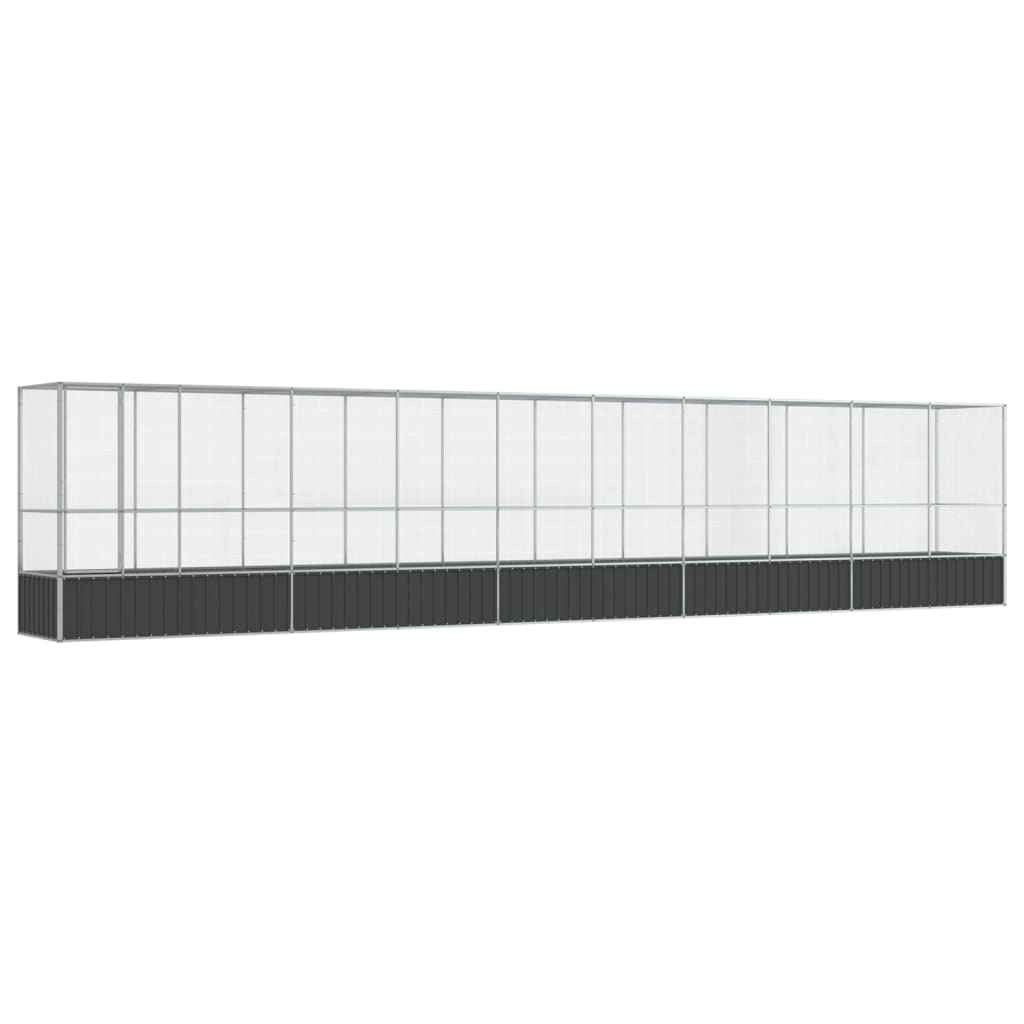 vidaXL Voliéra s nástavbou stříbrná 1 042,5 x 107 x 212 cm ocel