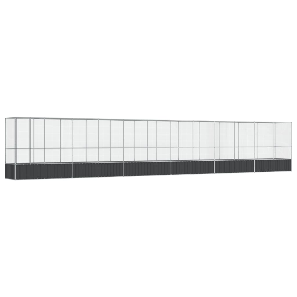 vidaXL Voliéra s nástavbou stříbrná 1 250,5 x 107 x 212 cm ocel