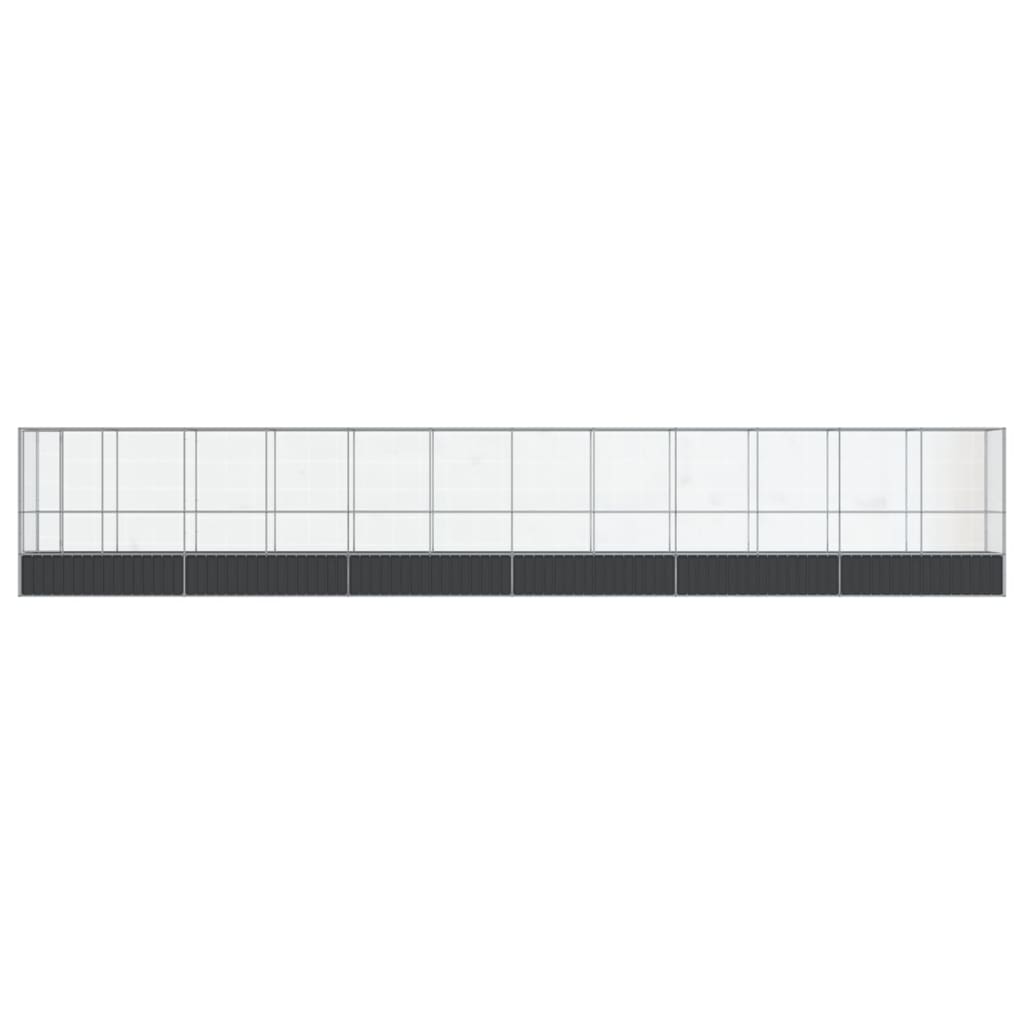 vidaXL ezüstszínű acél madárház bővítménnyel 1250,5x107x212 cm