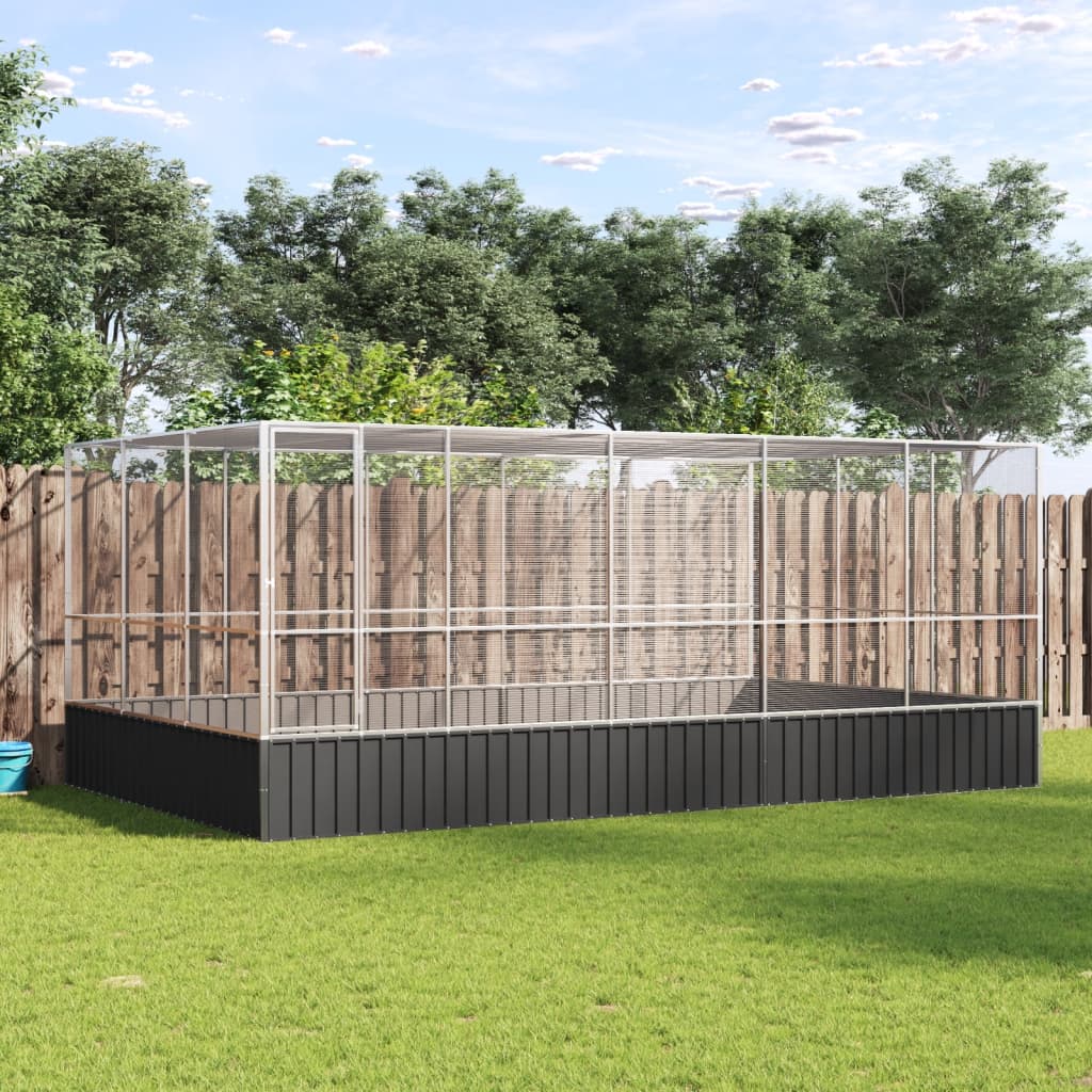 vidaXL Voliera de păsări cu extensie, argintiu, 518x307x212 cm, oțel