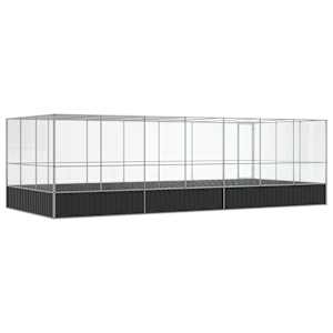 Voliéra s nástavbou stříbrná 725 x 307 x 212 cm ocel - obrázek 5