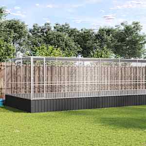 Voliera s podaljškom srebrna 932x307x212 cm jeklo