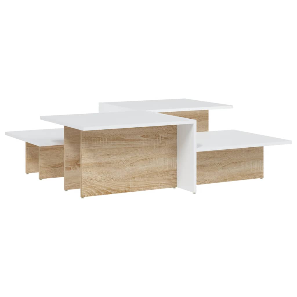 Image of vidaXL Coffee Tables 2 pcs Sonoma Oak and White Engineered Wood