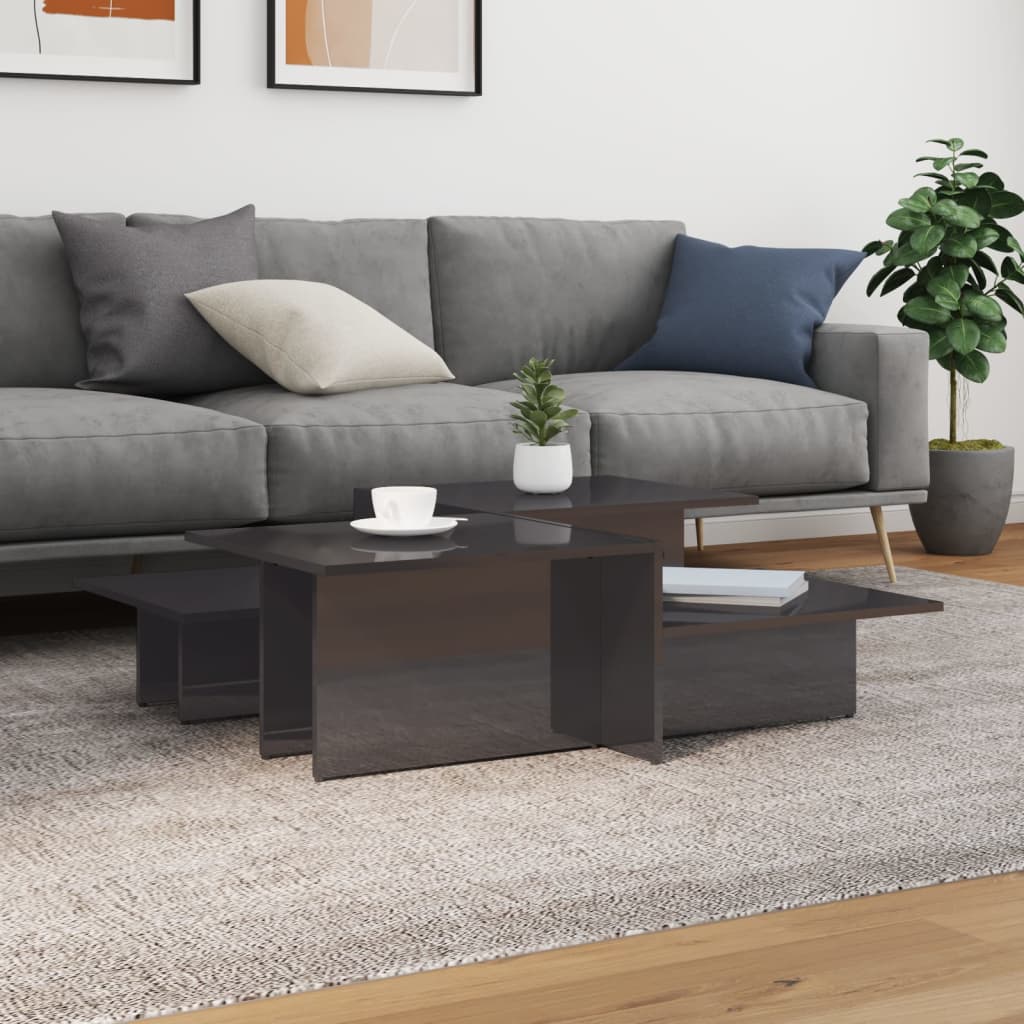 vidaXL sofaborde 2 stk. konstrueret træ grå højglans