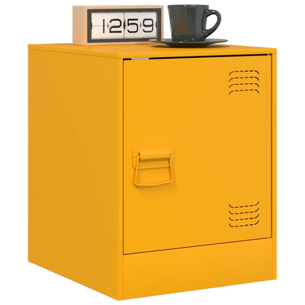 vidaXL Nachtkastjes 2 st 34,5x39x44 cm staal mosterdgeel afbeelding