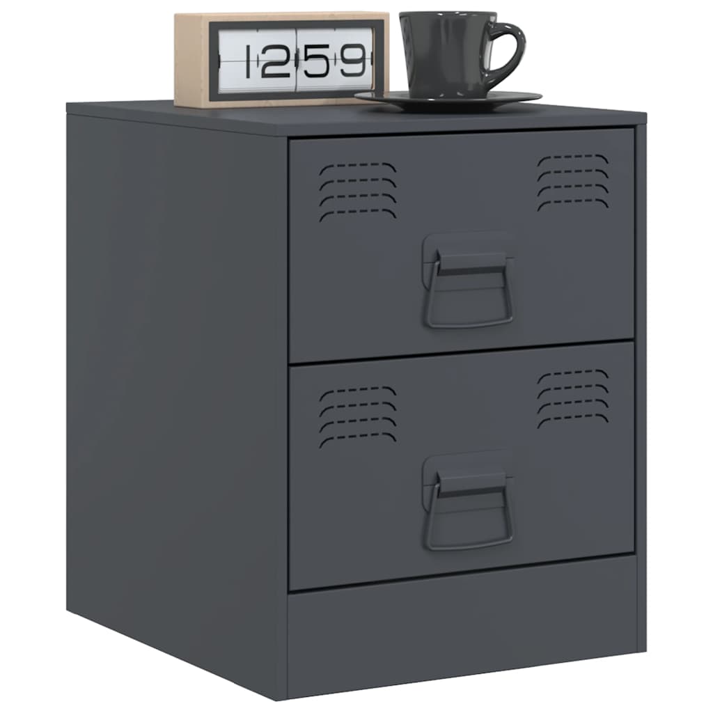vidaXL 2 db antracitszürke acél éjjeliszekrény 34,5 x 39 x 44 cm