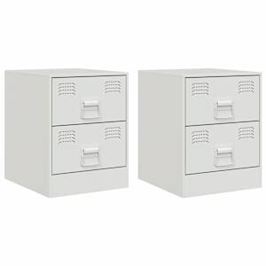 Noční stolky 2 ks bílé 34,5 x 39 x 44 cm ocel - obrázek 2