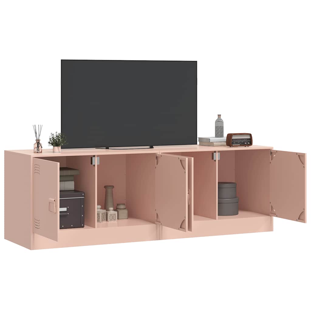 vidaXL Tv-meubelen 2 st 67x39x44 cm staal roze afbeelding