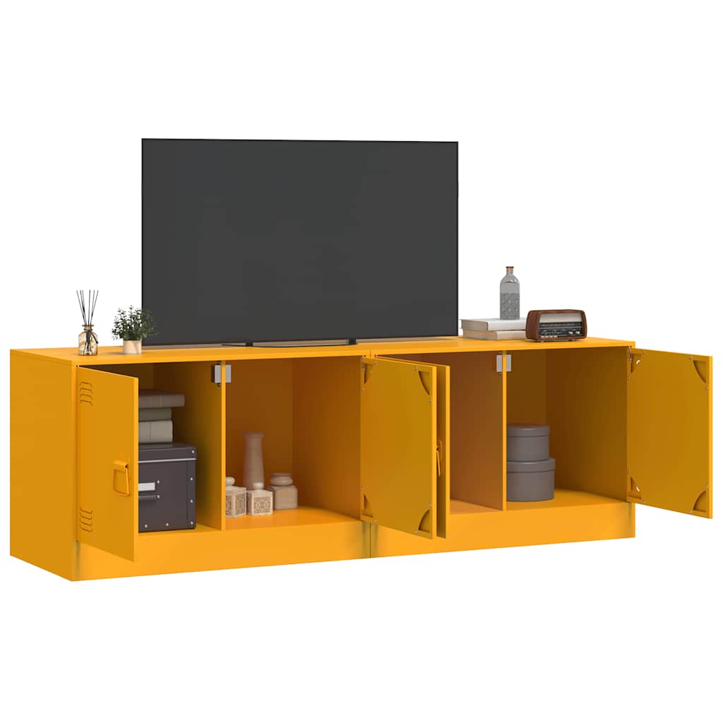 vidaXL 2 db mustársárga acél TV-szekrény 67 x 39 x 44 cm