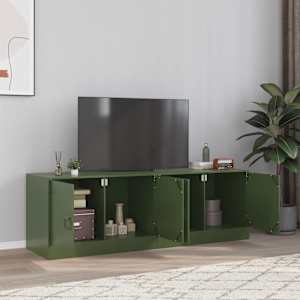 TV skříňky 2 ks olivově zelené 67 x 39 x 44 cm ocel - obrázek 1