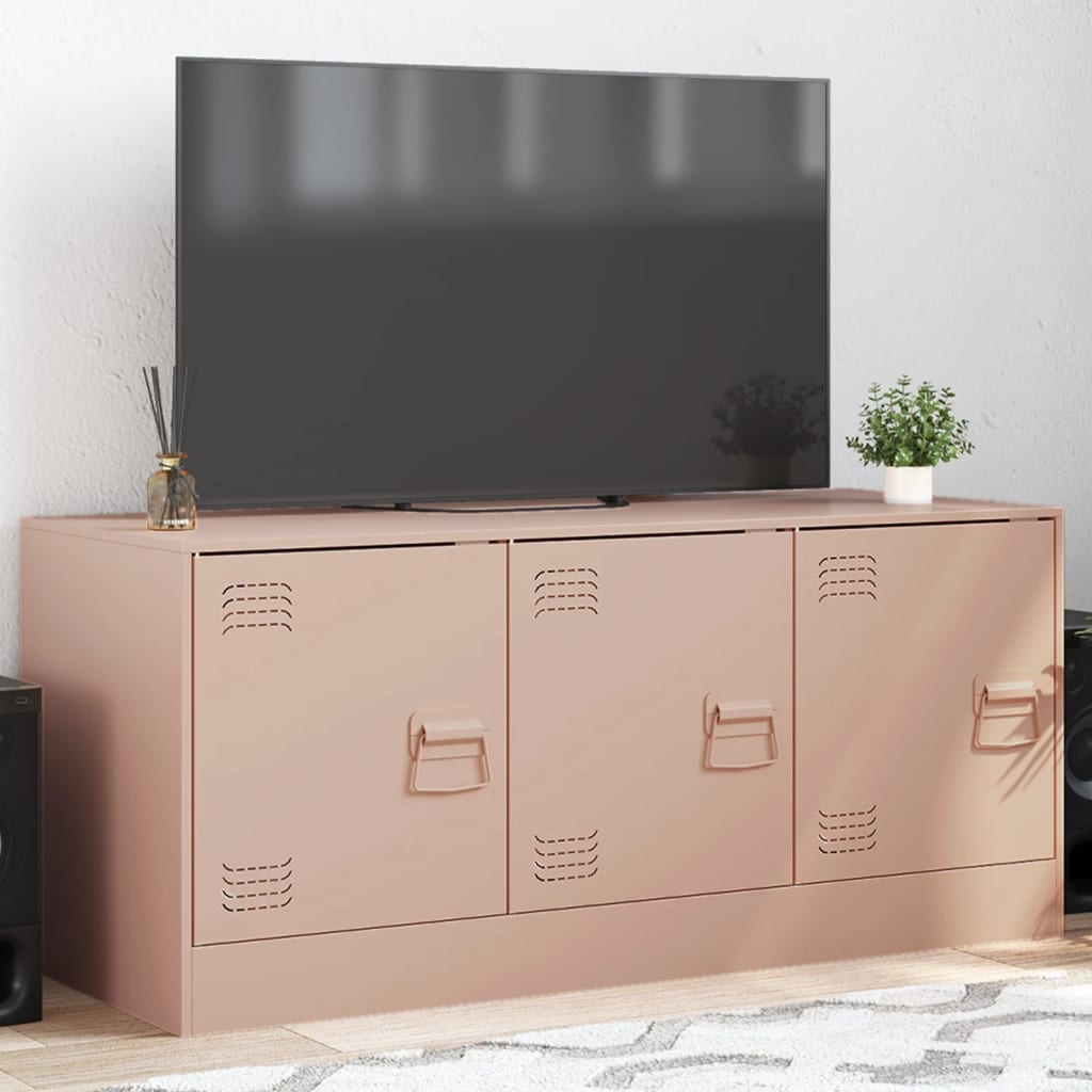 vidaXL Comodă TV, roz, 99x39x44 cm, oțel