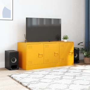 TV skříňka hořčicově žlutá 99 x 39 x 44 cm ocel - obrázek 3