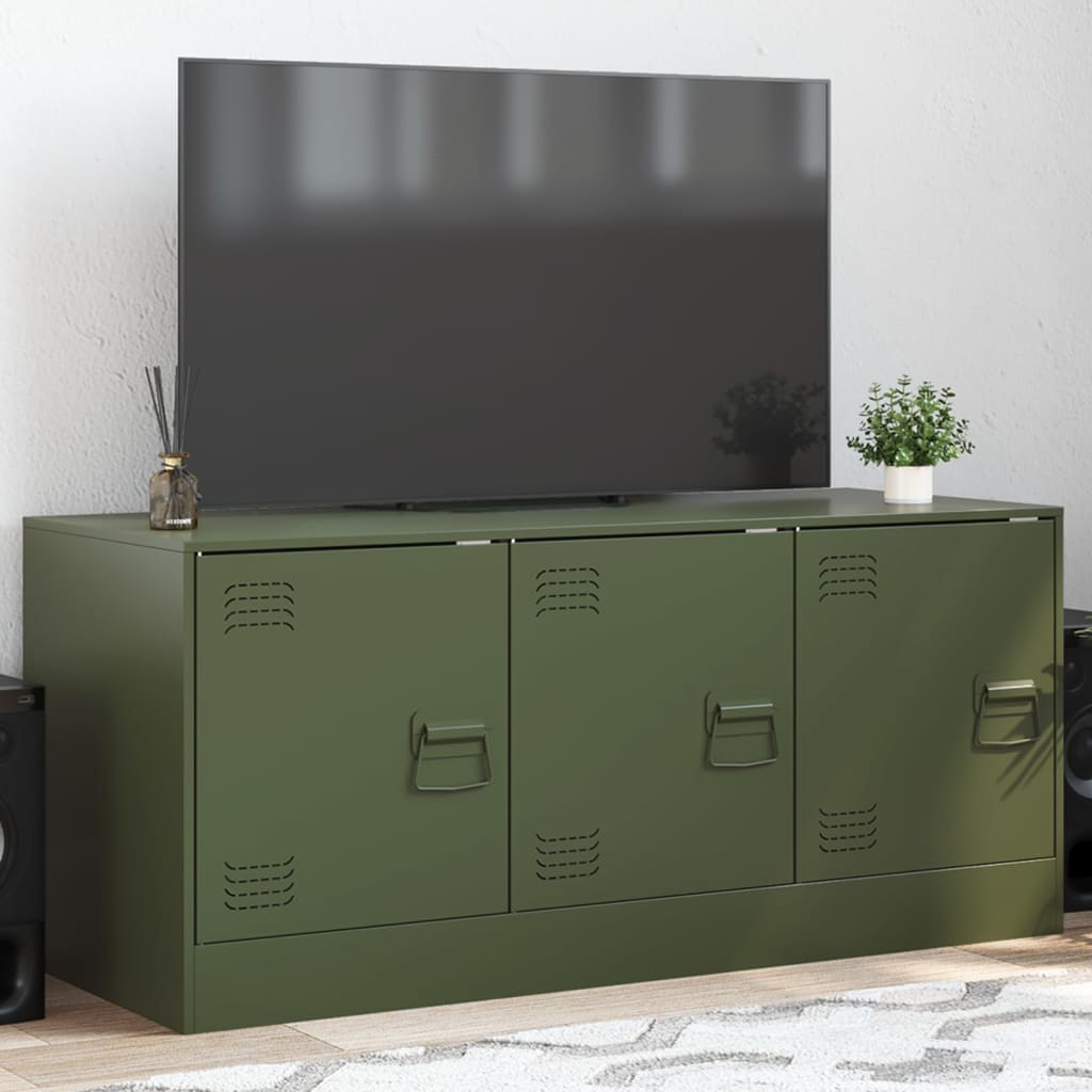vidaXL Comodă TV, verde măsliniu, 99x39x44 cm, oțel