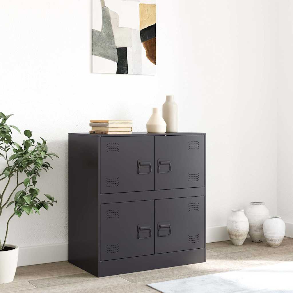 vidaXL Dressoir 67x39x73 cm staal zwart afbeelding